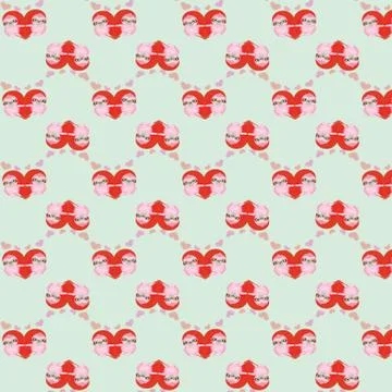 Vector pattern by Valentine's Day with cute cartoon sloth and hearts on white Stock Illustration