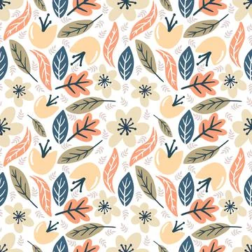 Vector pattern with various leaf and flower Stock Illustration