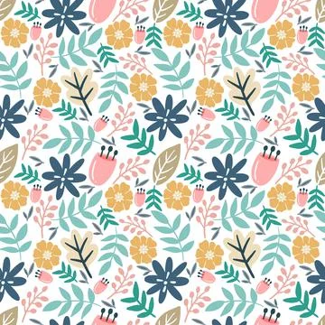 Vector pattern with various leaf and flower Illustrazione stock