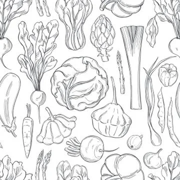 Vector pattern with vegetables. Stock Illustration