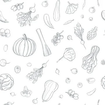 Vector pattern with vegetables. Stock Illustration