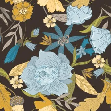 Vector Pattern With Vintage Flowers Stock Illustration