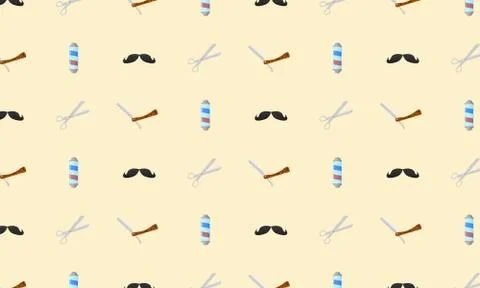 Vector pattern with vintage tools for barbershop Stock Illustration