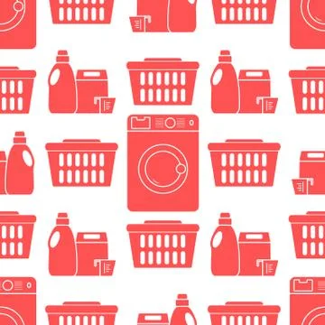 Vector Pattern Washing clothes Laundry service Illustrazione stock