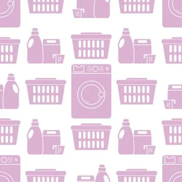 Vector Pattern Washing clothes Laundry service Illustrazione stock