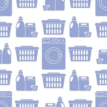 Vector Pattern Washing clothes Laundry service Illustrazione stock