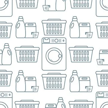 Vector Pattern Washing clothes Laundry service Stock Illustration