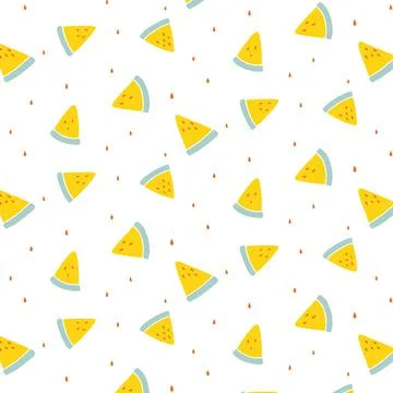 Vector pattern of watermelon on white background. Stock Illustration