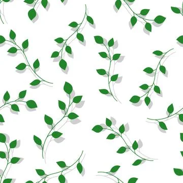 Vector pattern on a white background with green leaves Stock Illustration