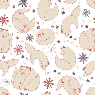 Vector pattern winter theme arctic fox. Stock Illustration
