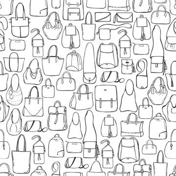 Vector   pattern with women's bags. Stock Illustration