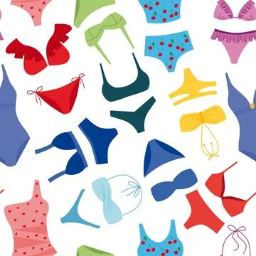 Vector pattern with women's swimsuits Stock Illustration