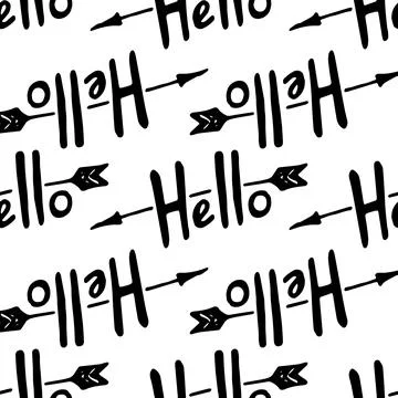 Vector pattern of the Word HELLO with an arrow in different directions Stock Illustration