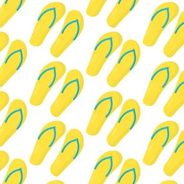 Vector pattern yellow beach slippers Stock Illustration