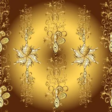 Vector pattern on yellow, beige and brown colors. For any design projects. Seaml Stock Illustration