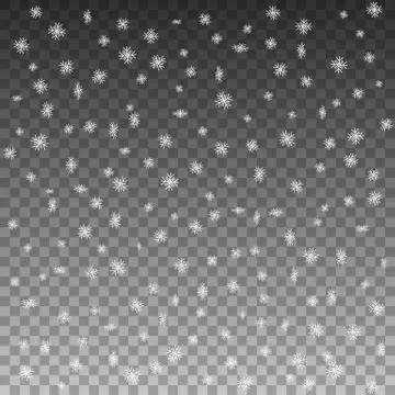 Vector patterned curly falling snowflakes snowfall Stock Illustration