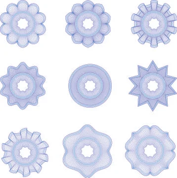 Vector patterns that are used in currency and diplomas. Stock Illustration
