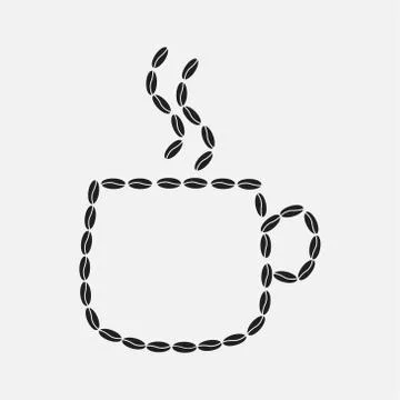 Vector patterns with cups and cofee grains on the white background. Series of Stock Illustration