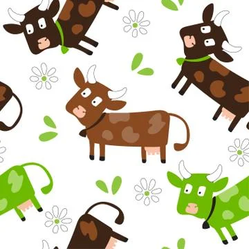 Vector patterns with fun cute cow and cow skin texture. Stock Illustration