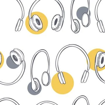Vector   patternv with headphones. Illustrazione stock