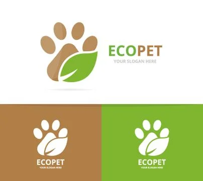 Vector paw and leaf logo combination. Pet and eco symbol or icon. Unique vet and イラスト素材