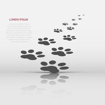Vector paw print icon in flat style. Dog, cat, bear paw sign illustration p.. Stock Illustration