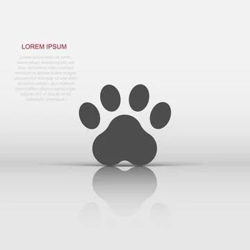 Vector paw print icon in flat style. Dog or cat pawprint sign illustration .. Stock Illustration