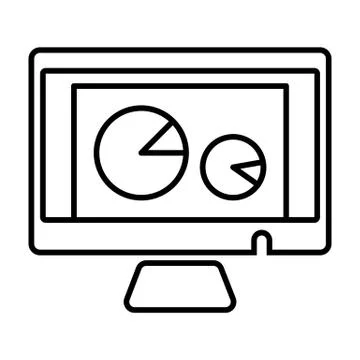 Vector pc aptop and diagram icon on white background. Analytic process on 스톡 일러스트
