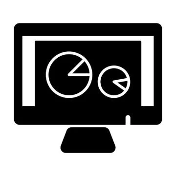 Vector pc aptop and diagram icon on white background. Analytic process on Illustrazione stock