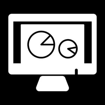 Vector pc aptop and diagram icon on black background. Analytic process on 스톡 일러스트