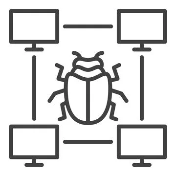 Vector PC Bug minimal icon or sign in thin line style Ilustración de archivo