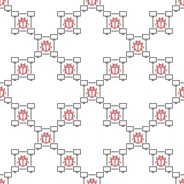 Vector PC Bug minimal seamless pattern in thin line style Illustrazione stock
