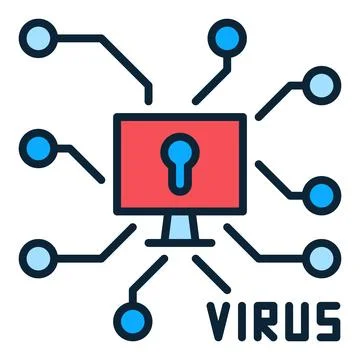 Vector PC Virus - Computer protection colored icon or symbol Stockillustratie