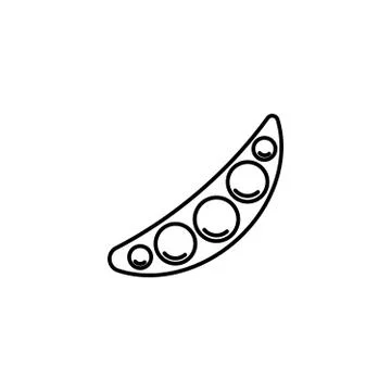 Vector Pea icon Vegetables logo, Peas in a pod. Thin line art design, outline Ilustración de archivo