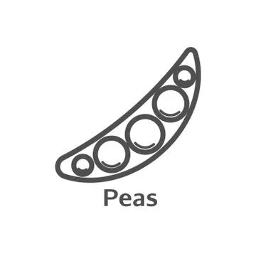 Vector Pea icon Vegetables logo, Peas in a pod. Thin line art design, outline Ilustración de archivo