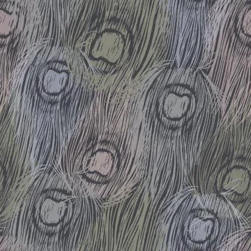 Vector peacock feathers seamless pattern/Ornament with ink hand drawn peaco.. Stock-Illustration