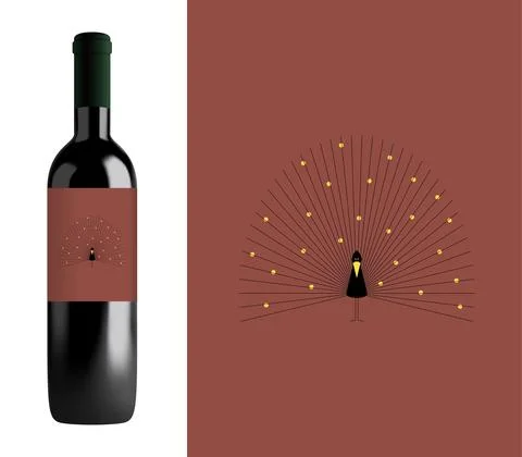 Vector peacock in flat style . Editable illustration Stock Illustration