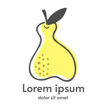 Vector pear logo. Hand-drawn design. Fruit with text Stock Illustration