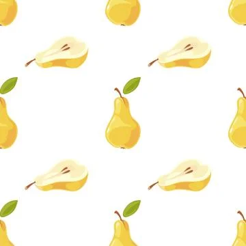 Vector pears and slices seamless pattern Stock Illustration