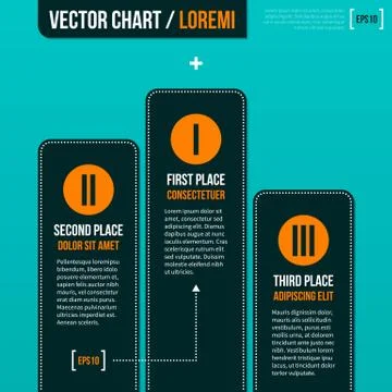 Vector pedestal with three places on turquoise background. EPS10. Stock Illustration