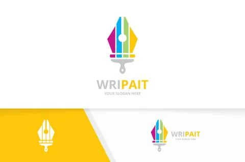 Vector pen and brush logo combination. Write and paintbrush symbol or icon Stock Illustration