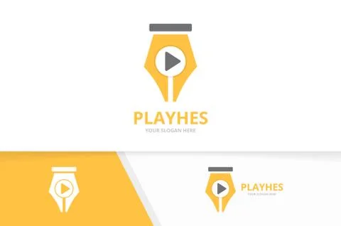 Vector pen and play button logo combination. Write and record symbol or icon Stock Illustration