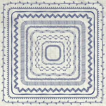 Vector Pen Drawing Doodle Frames and Borders Stock Illustration