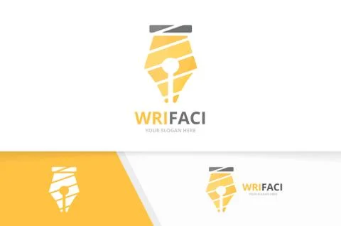 Vector pen logo combination. Write symbol or icon. Unique law logotype design Stock Illustration