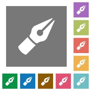 Vector pen square flat icons Stock Illustration