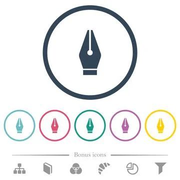 Vector pen tool flat color icons in round outlines Stock Illustration