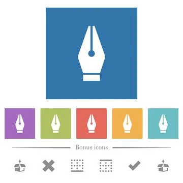Vector pen tool flat white icons in square backgrounds 库存插图