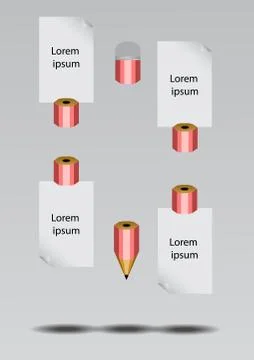Vector : Pencil infographic on gray background Stock Illustration