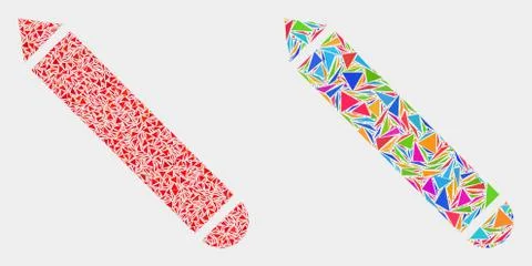 Vector Pencil Mosaic Icon of Triangle Elements Stock Illustration