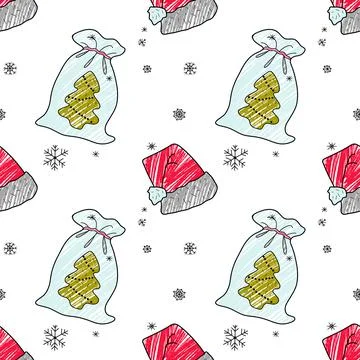 Vector pencil seamless pattern New Year s, Christmas gifts Stock Illustration